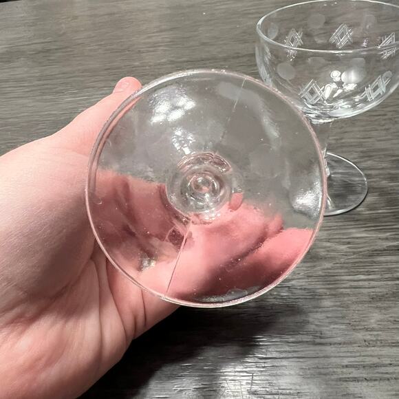 Standard Glass Etched Glass Champagne Cups LOT of 2 - Picture 3 of 5